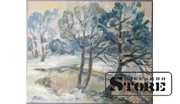 Живопись, Берег реки зимой, Владимир Свиклис, 1987 год, 50x62cm CSA1063