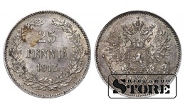 Император Александр II, Финляндия, 25 пенни, 1913. год, серебро