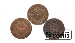 6 монет, Российская Империя, 2 копейки, 1883-1915, медь