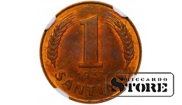 Latvija, 1 santīms, 1937 m., bronza, NGC MS 63 RB