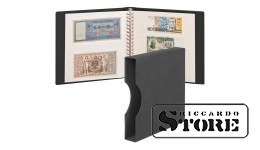 LINDNER banknote album with white interleaves and protective case — black.