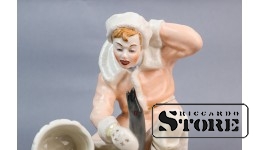 Статуэтка Емеля со щукой, фарфор, Минск, МФФЗ, автор А.Аксючиц, 1957 год