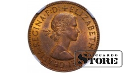 1967 Half Penny, Elizabeth II , NGC MS64 RB
