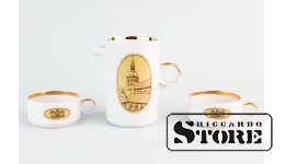 Кофейный набор "Вецрига", фарфор, Рига, Рижский фарфоровый завод, автор формы Левон Агаджанян, автор рисунка Даце Блума, 70е годы, первый сорт