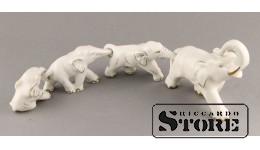 Статуэтка, Слоники, Рига , Рижская фарфоровая фабрика, 50-е годы , 4.5 , 4.4 ,4.4 ,4.3 см