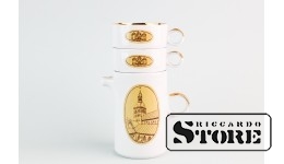 Кофейный набор "Вецрига", фарфор, Рига, Рижский фарфоровый завод, автор формы Левон Агаджанян, автор рисунка Даце Блума, 70е годы, первый сорт