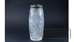 Хрустальная ваза с серебряным ободком , 20 CM