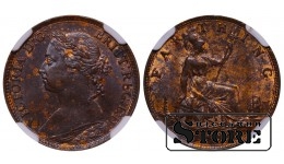Suurbritannia, 1 farthing, 1885. aasta, pronks, NGC, MS 62 BN