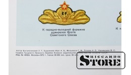 Плакат "Форма одежды и знаки различия адмиралов и генералов военно-морского флота" 1972 г. 92x61 см CSP104