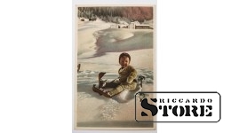Винтажная открытка Мальчик на лыжах, упал. 20 в.  #NT340