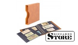 LINDNER banknote album with black interleaves and protective case — light brown.