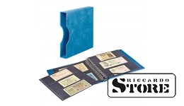 LINDNER banknote album with black interleaves and protective case — blue.