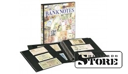 Banknote album with 10 transparent pages in 2 variants and black interleaves.