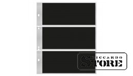 Numismaatilised lehed Multi Collect süsteemis 3 taskuga (185 mm x 80 mm), läbipaistvad mustade lehe sisestustega. Pakis 10 lehte.