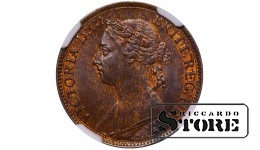 Suurbritannia, 1 farthing, 1886. aasta, pronks, NGC, MS 63 BN