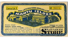 Latvia 1 Lats 1934 Lottery ticket XF 26374