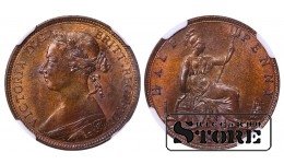 Ühendkuningriik, ½ penny 1893, Victoria (“bun head”), pronks, NGC MS 64 BN, Top Pop, KM#754
