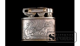 Зажигалка с инициалами, серебро, 875 проба, Латвия, 30е годы
