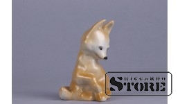 Статуэтка, Лисичка, фарфор, Рига, Рижская фарфоровая фабрика, автор модели - Р. Каркуновой, 1953 г., 8.0 см
