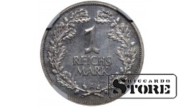 Vācija, 1 reihsmarks, 1925. gads, A (Berlīne), sudrabs, NGC PF 65