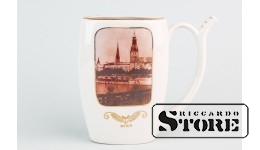 Кружка для минеральной воды с изображением панорамы Риги, фарфор, Рига, Рижская фарфоро-фаянсовая фабрика, 60е годы, первый сорт