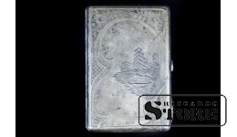 Портсигар c дарственной надписью , Серебро, 84 проба  , РОССИЙСКАЯ ИМПЕРИЯ ,132 г, 10,8 x 7,5 см CSA465