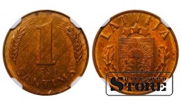 Latvija, 1 santīms, 1938 m., NGC MS 63 RB