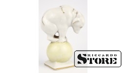 figūriņa Lācītis uz bumbas. Rīgas porcelāna fabrika, 1950tie gadi, 11 cm, 1.šķira