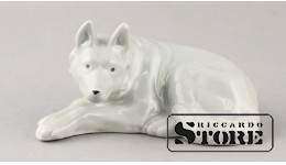 Статуэтка, Собака , фарфор, Рига , Рижская фарфоровая фабрика, 50-е годы , 5.5 см.