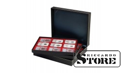 NERA XL case with 3 inserts covered in light red velvet for storing 27 slabbed coins sized 63x85 mm from American grading companies
