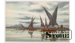 Vintage card Sailboats and pyramids. 20th century # NT287