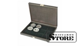 CARUS XM kast looduslikust puidust 12 ruudukujulise jaotusega müntide / mündikapslite jaoks, mille välimine läbimõõt on 52 mm