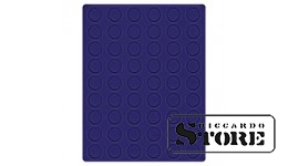 Blue velour tray 2154ME with a diameter of 25.75 mm for storing coins and medals.