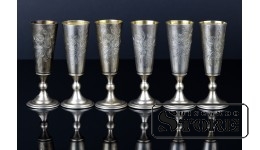Набор серебряных бокалов, 875 проба,191 г ,  СССР