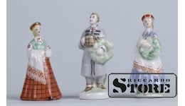 Статуэтка , Латышская мини парочка , фарфор,Рига, Рижская фарфоровая фабрика, 50-е годы , 6,5 см