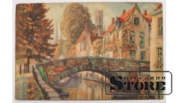 Винтажная открытка Мост через канал. 20 в. #NT244