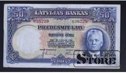 БАНКНОТА, ЛАТВИЯ , 50 ЛАТ 1934 ГОД - 820229