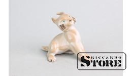 Фигурка рысь, фарфор, Рига, Рижский фарфоровый завод, 50е годы