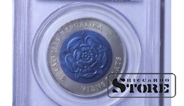 Латвия, 1 лат, Монета Времени, 2004, серебро, ниобий PCGS MS69