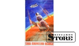 Плакат "Слава покорителям космоса!" Размер 92x59 cm, 1971 год, Авторы А. Леонов, А. Соколов , CSP4