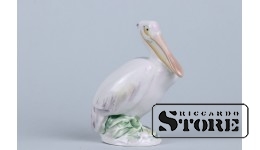 СТАТУЭТКА , Пеликан  , ФАРФОР, РИГА, РИЖСКАЯ ФАРФОРОВАЯ ФАБРИКА, 60-Е ГОДЫ ,  10,5 см