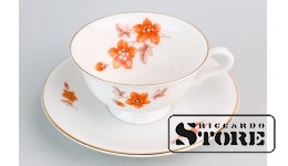 Чайная пара, фарфор, Рига, фабрика Кузнецова, 1937 год