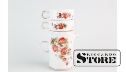 Кофейный набор "Вецрига", фарфор, Рига, Рижский фарфоровый завод, автор формы Левон Агаджанян, 70е годы, третий сорт