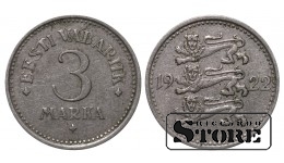 Эстония, 3 марки, 1922. год, Медно-никелевый сплав