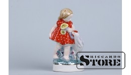 figurine Girl with chicken. Riga porcelain factory, model - Beatrice Karklin, 1950ies, 16 cm