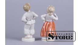 Статуэтка, Народный танец, Рига , Рижская фарфоровая фабрика, 50-е годы , 13 см , ЗОЛОТОЕ КЛЕЙМО