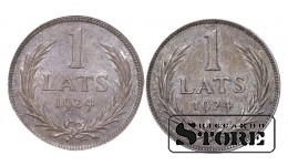 5 монет, Латвия, 1 лат, 1924, серебро