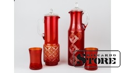 Кувшины и стаканы из красного стекла, СССР, 70-е годы  , 28,5 cm , 24 cm , 10 cm , 10 cm , CSA240