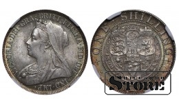 Apvienotā Karaliste, 1 šillings, 1897. gads, NGC MS 63