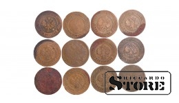 Российская империя, 1 копейкa 12 штук, 1876 - 1904. год, медь
